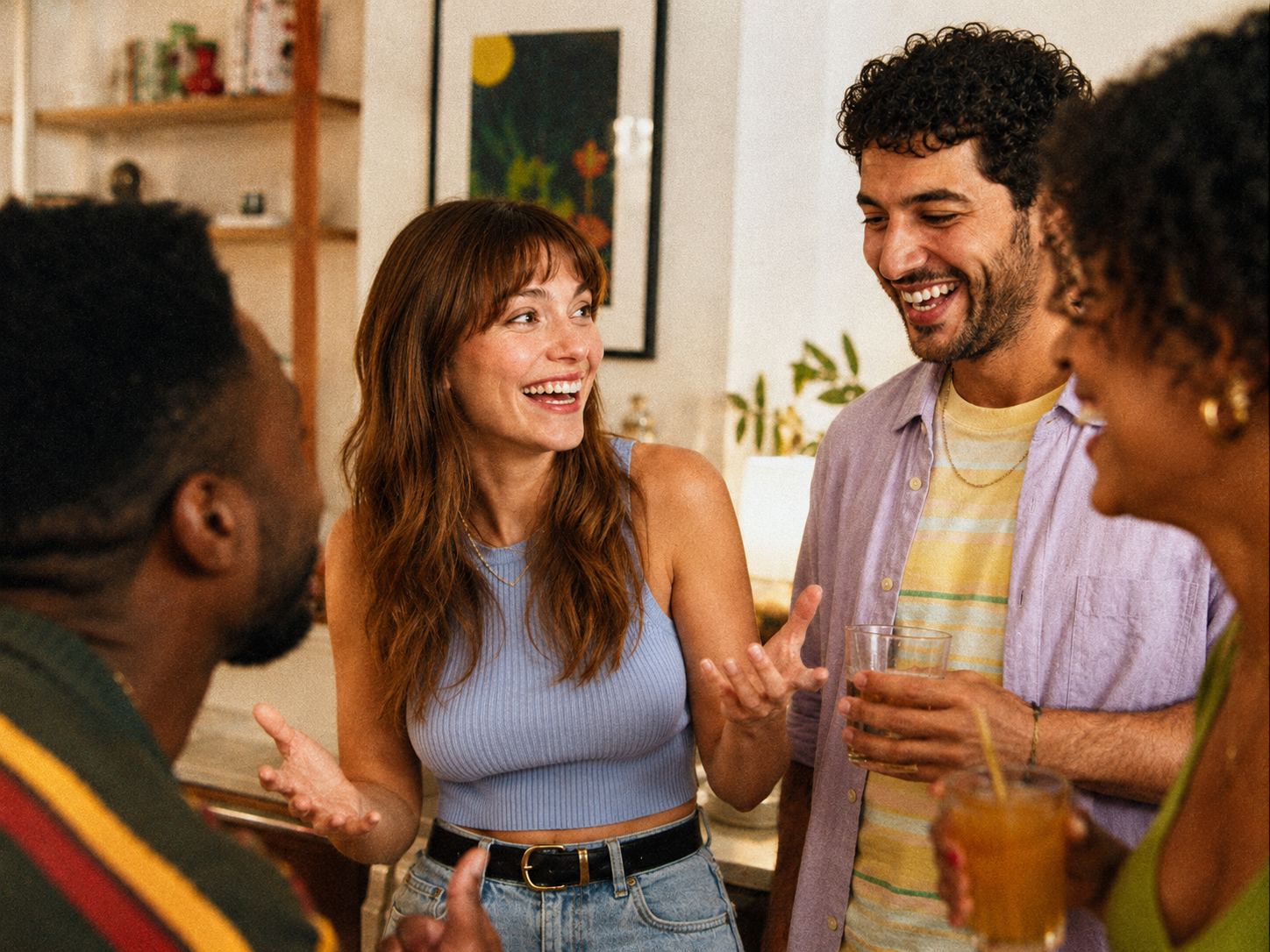 A small group of new friends meeting at a Joiner table